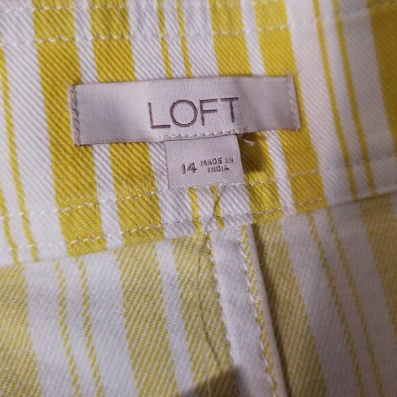 LOFT Skirt Women's Size 14 Striped Yellow White Pockets New - Picture 8 of 9
